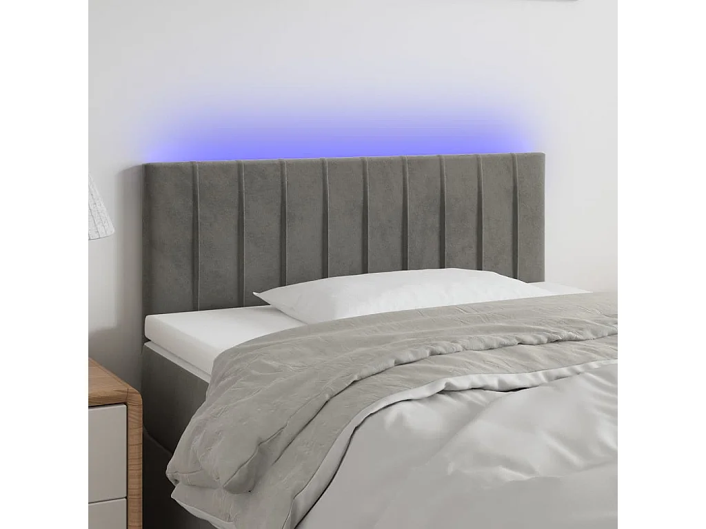 Hoofdbord | Hoofdeinde LED 100x5x78/88 cm fluweel lichtgrijs