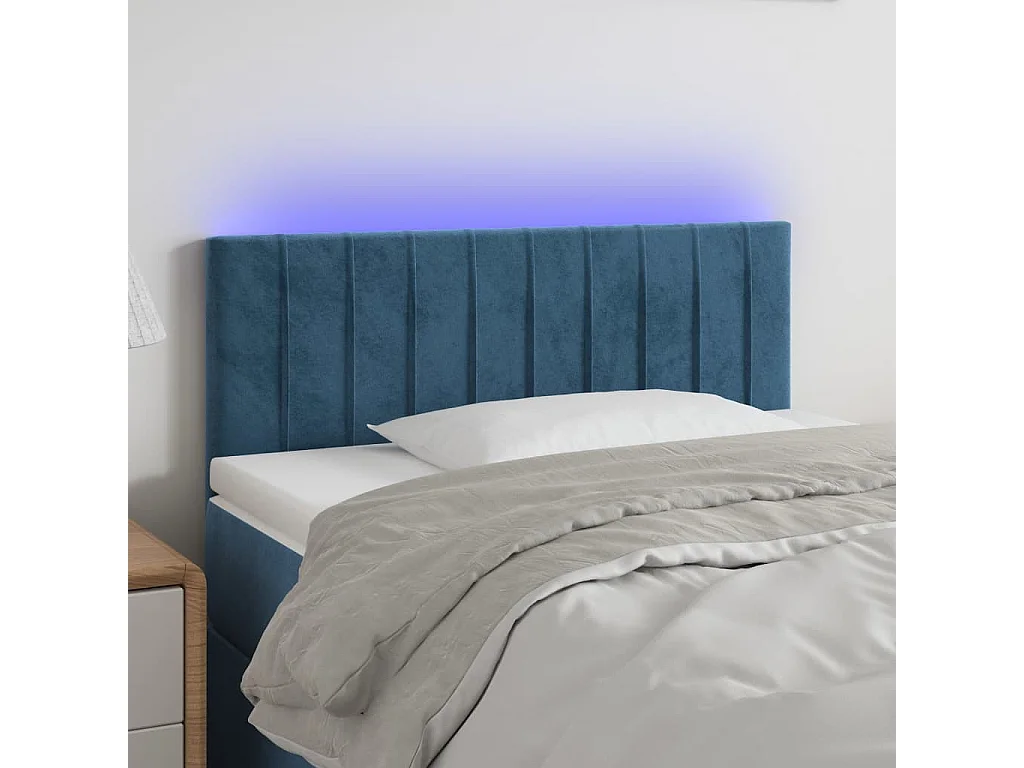 Hoofdbord | Hoofdeinde LED 100x5x78/88 cm fluweel donkerblauw