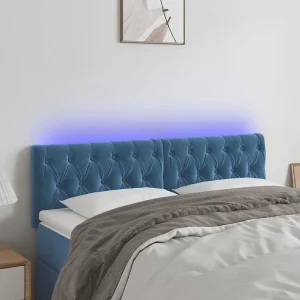 Hoofdbord | Hoofdeinde LED 144x7x78/88 cm fluweel donkerblauw