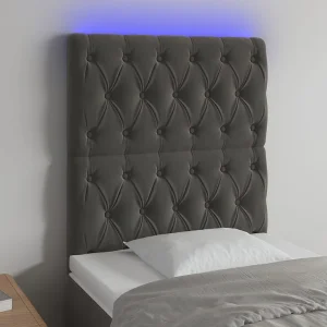 Hoofdbord | Hoofdeinde LED 80x7x118/128 cm fluweel donkergrijs Hoofdbord | Hoofdeinde LED 80x7x118/128 cm fluweel donkergrijs