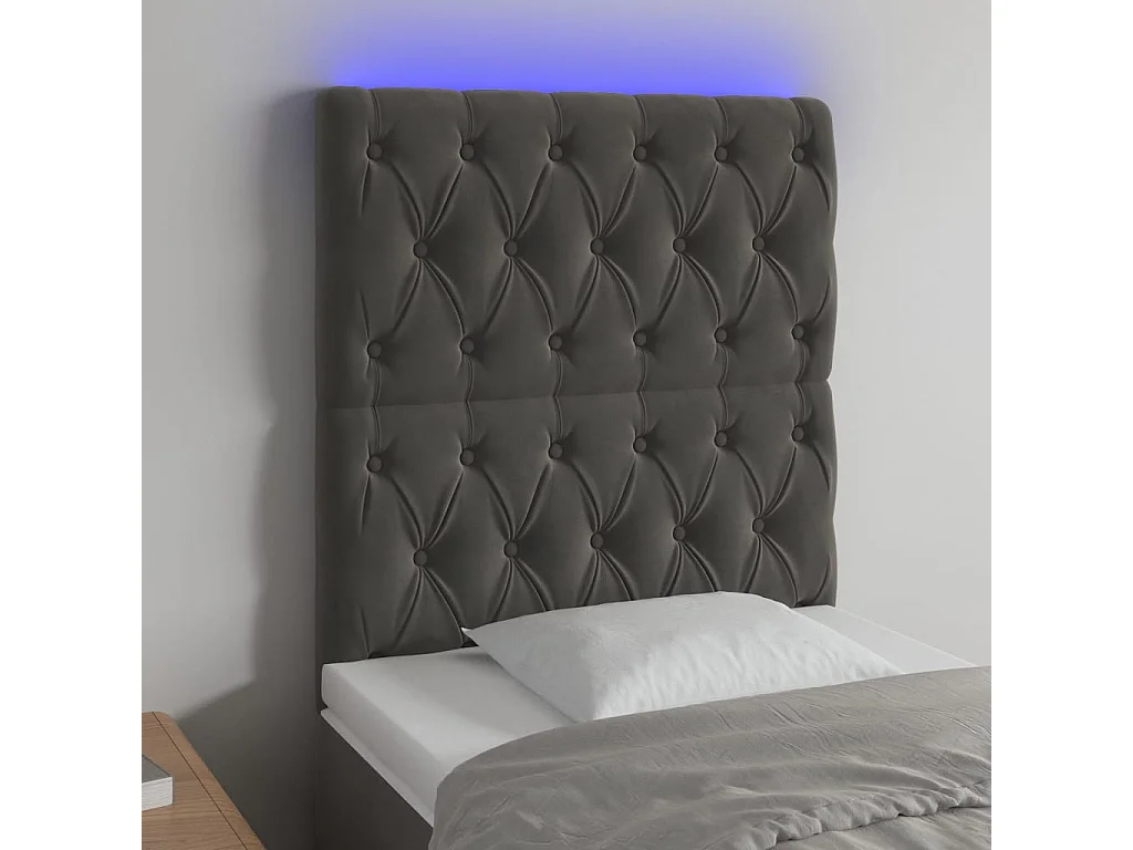 Hoofdbord | Hoofdeinde LED 80x7x118/128 cm fluweel donkergrijs