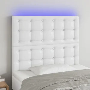 Hoofdbord | Hoofdeinde LED 100x5x118/128 cm kunstleer wit Hoofdbord | Hoofdeinde LED 100x5x118/128 cm kunstleer wit
