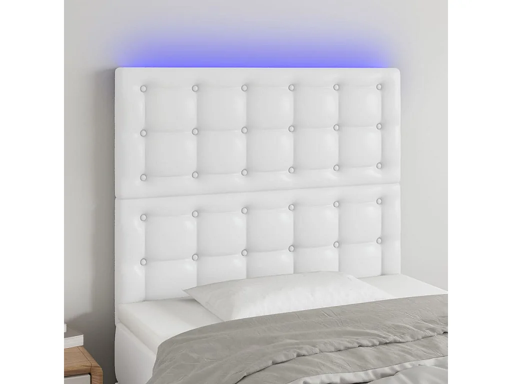 Hoofdbord | Hoofdeinde LED 100x5x118/128 cm kunstleer wit