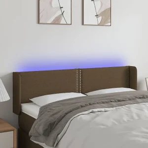 Hoofdbord | Hoofdeinde LED 147x16x78/88 cm stof donkerbruin Hoofdbord | Hoofdeinde LED 147x16x78/88 cm stof donkerbruin