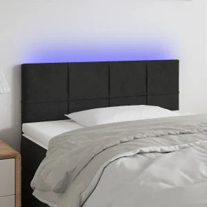 Hoofdbord | Hoofdeinde LED 90x5x78/88 cm fluweel zwart Hoofdbord | Hoofdeinde LED 90x5x78/88 cm fluweel zwart