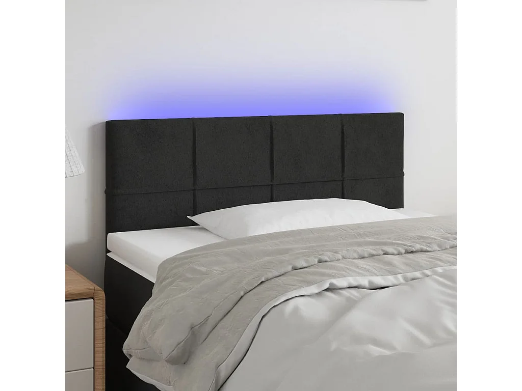 Hoofdbord | Hoofdeinde LED 90x5x78/88 cm fluweel zwart