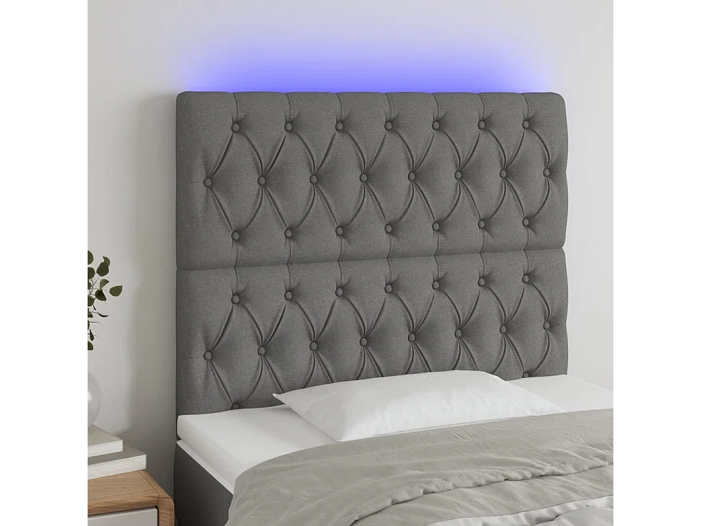 Hoofdbord | Hoofdeinde LED 100x7x118/128 cm stof donkergrijs