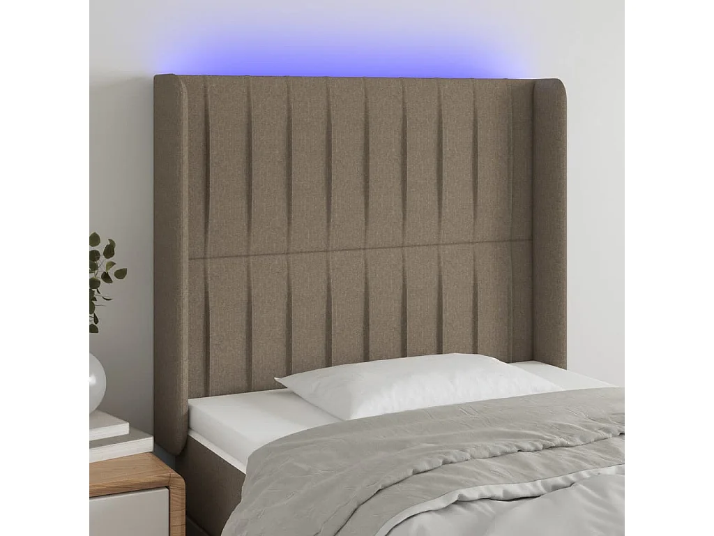 Hoofdbord | Hoofdeinde LED 93x16x118/128 cm stof taupe