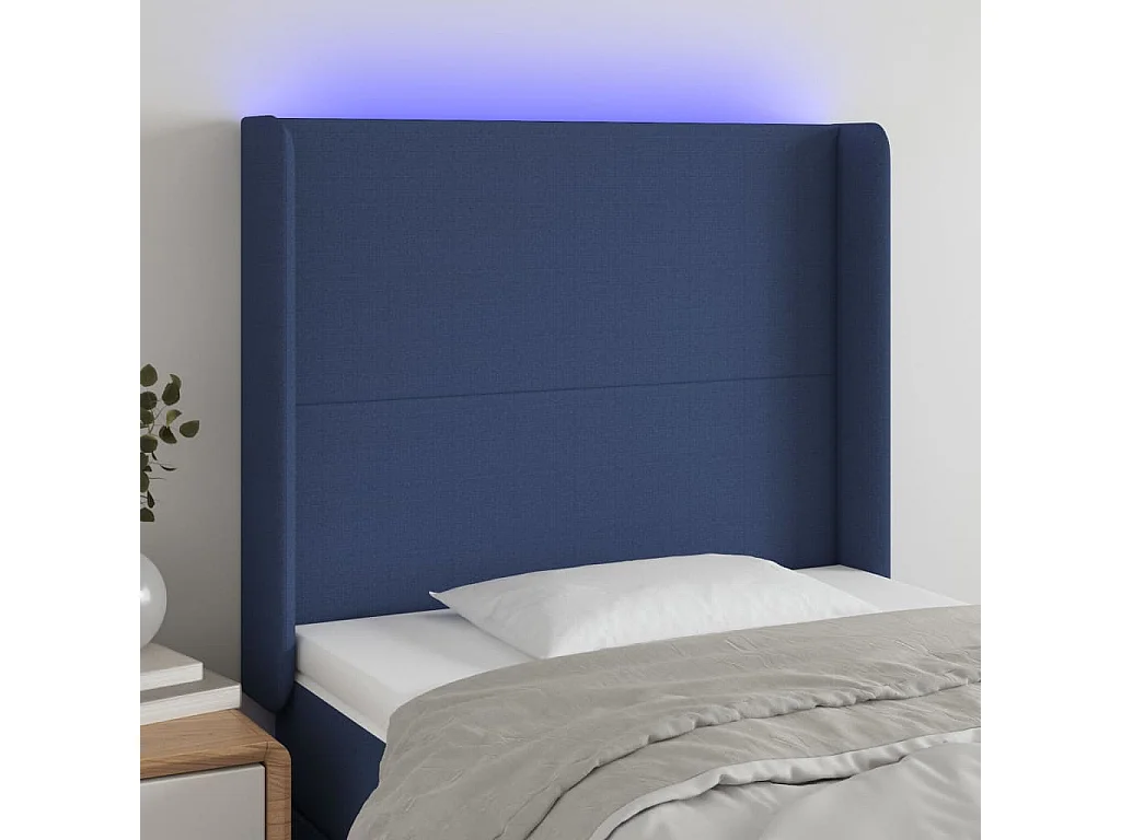 Hoofdbord | Hoofdeinde LED 103x16x118/128 cm stof blauw