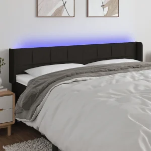 Hoofdbord | Hoofdeinde LED 163x16x78/88 cm stof zwart Hoofdbord | Hoofdeinde LED 163x16x78/88 cm stof zwart