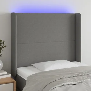 Hoofdbord | Hoofdeinde LED 93x16x118/128 cm stof donkergrijs Hoofdbord | Hoofdeinde LED 93x16x118/128 cm stof donkergrijs