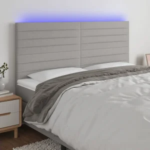 Hoofdbord | Hoofdeinde LED 160x5x118/128 cm stof lichtgrijs Hoofdbord | Hoofdeinde LED 160x5x118/128 cm stof lichtgrijs