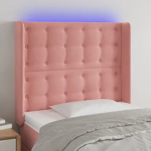 Hoofdbord | Hoofdeinde LED 93x16x118/128 cm fluweel roze Hoofdbord | Hoofdeinde LED 93x16x118/128 cm fluweel roze