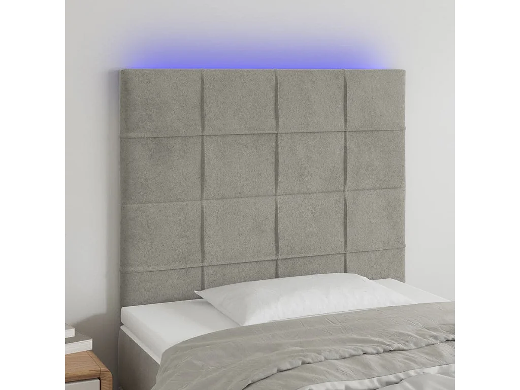 Hoofdbord | Hoofdeinde LED 80x5x118/128 cm fluweel lichtgrijs