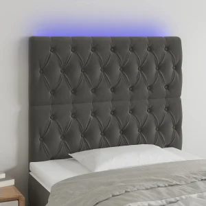 Hoofdbord | Hoofdeinde LED 100x7x118/128 cm fluweel donkergrijs Hoofdbord | Hoofdeinde LED 100x7x118/128 cm fluweel donkergrijs