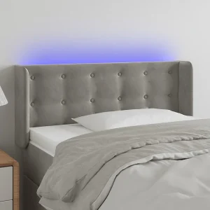 Hoofdbord | Hoofdeinde LED 93x16x78/88 cm fluweel lichtgrijs Hoofdbord | Hoofdeinde LED 93x16x78/88 cm fluweel lichtgrijs