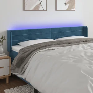 Hoofdbord | Hoofdeinde LED 183x16x78/88 cm fluweel donkerblauw Hoofdbord | Hoofdeinde LED 183x16x78/88 cm fluweel donkerblauw