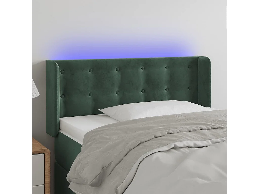 Hoofdbord | Hoofdeinde LED 103x16x78/88 cm fluweel donkergroen