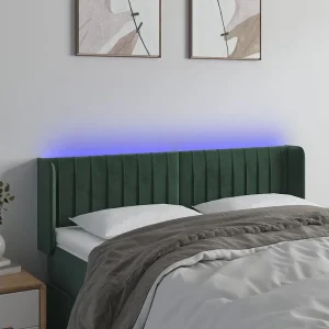 Hoofdbord | Hoofdeinde LED 147x16x78/88 cm fluweel donkergroen