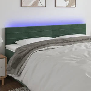 Hoofdbord | Hoofdeinde LED 180x5x78/88 cm fluweel donkergroen Hoofdbord | Hoofdeinde LED 180x5x78/88 cm fluweel donkergroen