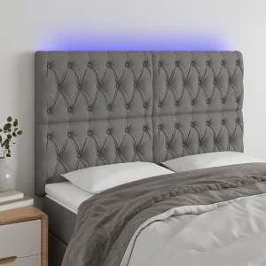 Hoofdbord | Hoofdeinde LED 144x7x118/128 cm stof donkergrijs