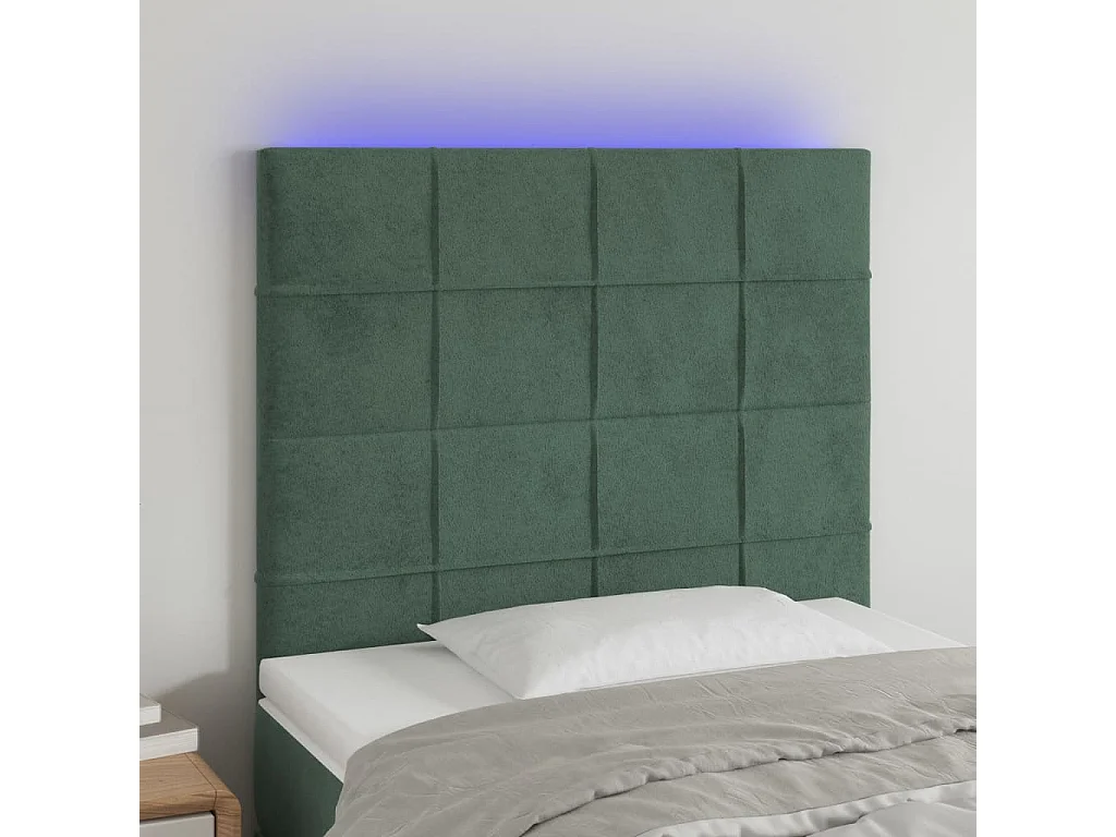 Hoofdbord | Hoofdeinde LED 90x5x118/128 cm fluweel donkergroen