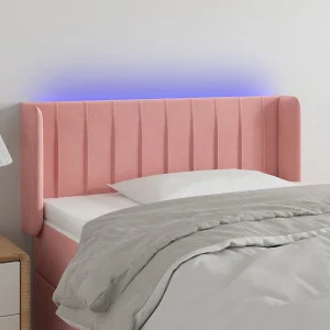 Hoofdbord | Hoofdeinde LED 83x16x78/88 cm fluweel roze
