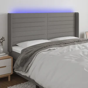 Hoofdbord | Hoofdeinde LED 183x16x118/128 cm stof donkergrijs Hoofdbord | Hoofdeinde LED 183x16x118/128 cm stof donkergrijs