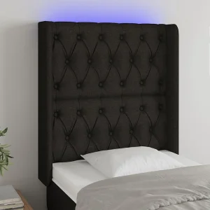 Hoofdbord | Hoofdeinde LED 83x16x118/128 cm stof zwart Hoofdbord | Hoofdeinde LED 83x16x118/128 cm stof zwart