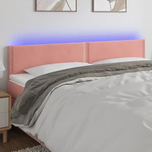 Hoofdbord | Hoofdeinde LED 160x5x78/88 cm fluweel roze Hoofdbord | Hoofdeinde LED 160x5x78/88 cm fluweel roze