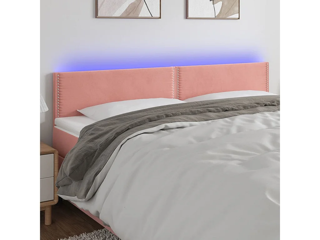 Hoofdbord | Hoofdeinde LED 160x5x78/88 cm fluweel roze