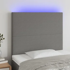 Hoofdbord | Hoofdeinde LED 80x5x118/128 cm stof donkergrijs Hoofdbord | Hoofdeinde LED 80x5x118/128 cm stof donkergrijs
