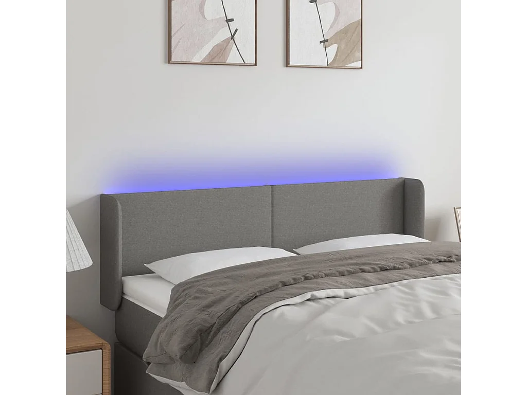 Hoofdbord | Hoofdeinde LED 147x16x78/88 cm stof donkergrijs