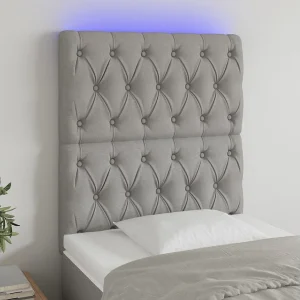 Hoofdbord | Hoofdeinde LED 80x7x118/128 cm stof lichtgrijs Hoofdbord | Hoofdeinde LED 80x7x118/128 cm stof lichtgrijs