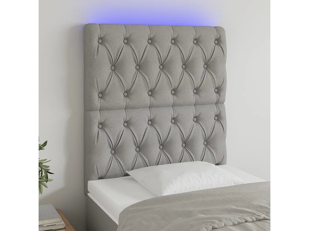 Hoofdbord | Hoofdeinde LED 80x7x118/128 cm stof lichtgrijs
