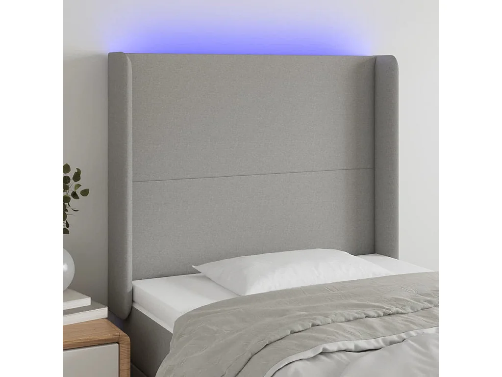 Hoofdbord | Hoofdeinde LED 83x16x118/128 cm stof lichtgrijs