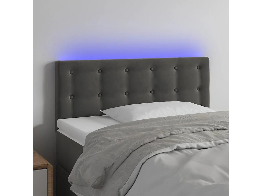 Hoofdbord | Hoofdeinde LED 80x5x78/88 cm fluweel donkergrijs