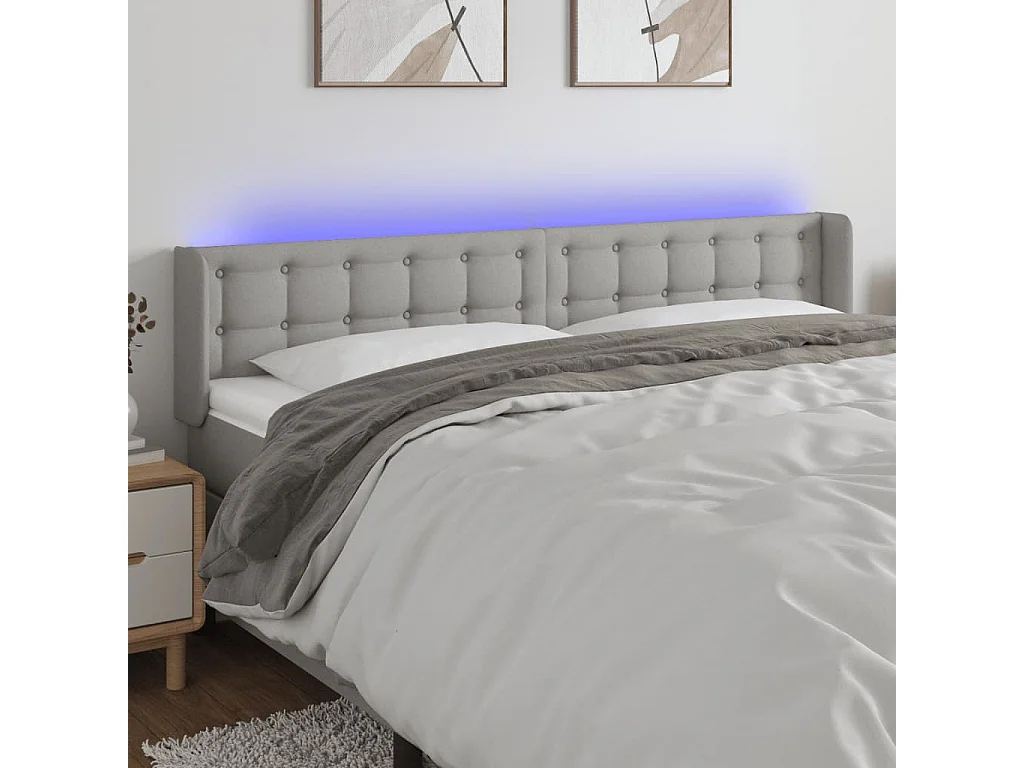 Hoofdbord | Hoofdeinde LED 163x16x78/88 cm stof lichtgrijs