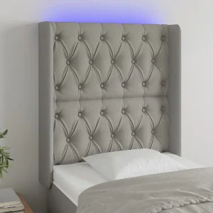 Hoofdbord | Hoofdeinde LED 83x16x118/128 cm stof lichtgrijs