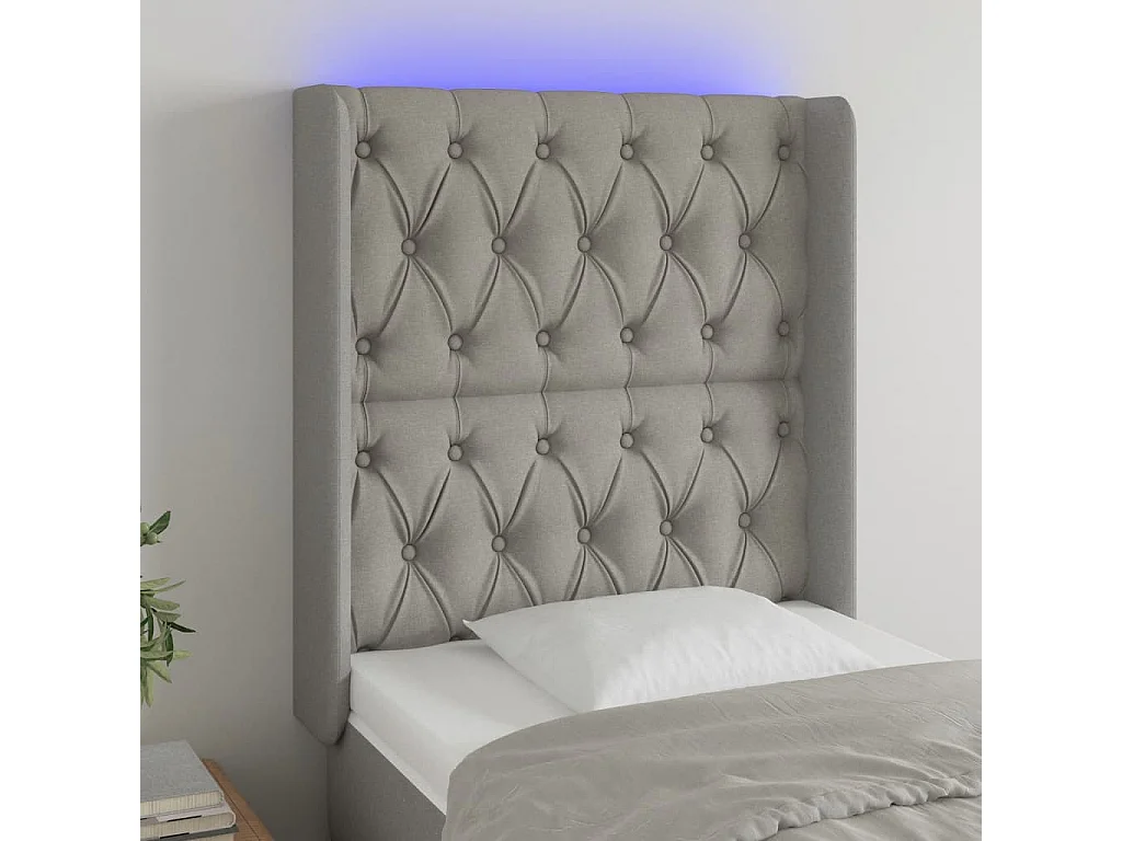 Hoofdbord | Hoofdeinde LED 83x16x118/128 cm stof lichtgrijs
