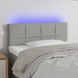 Hoofdbord | Hoofdeinde LED 90x5x78/88 cm stof lichtgrijs