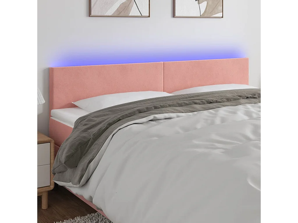 Hoofdbord | Hoofdeinde LED 180x5x78/88 cm fluweel roze