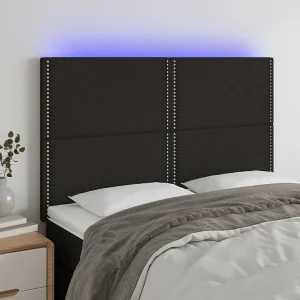Hoofdbord | Hoofdeinde LED 144x5x118/128 cm stof zwart Hoofdbord | Hoofdeinde LED 144x5x118/128 cm stof zwart