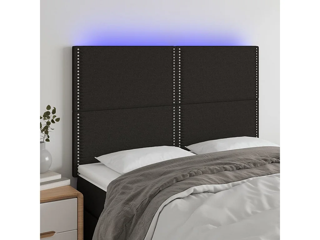 Hoofdbord | Hoofdeinde LED 144x5x118/128 cm stof zwart