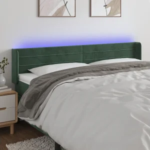 Hoofdbord | Hoofdeinde LED 203x16x78/88 cm fluweel donkergroen Hoofdbord | Hoofdeinde LED 203x16x78/88 cm fluweel donkergroen