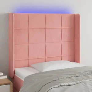 Hoofdbord | Hoofdeinde LED 103x16x118/128 cm fluweel roze Hoofdbord | Hoofdeinde LED 103x16x118/128 cm fluweel roze