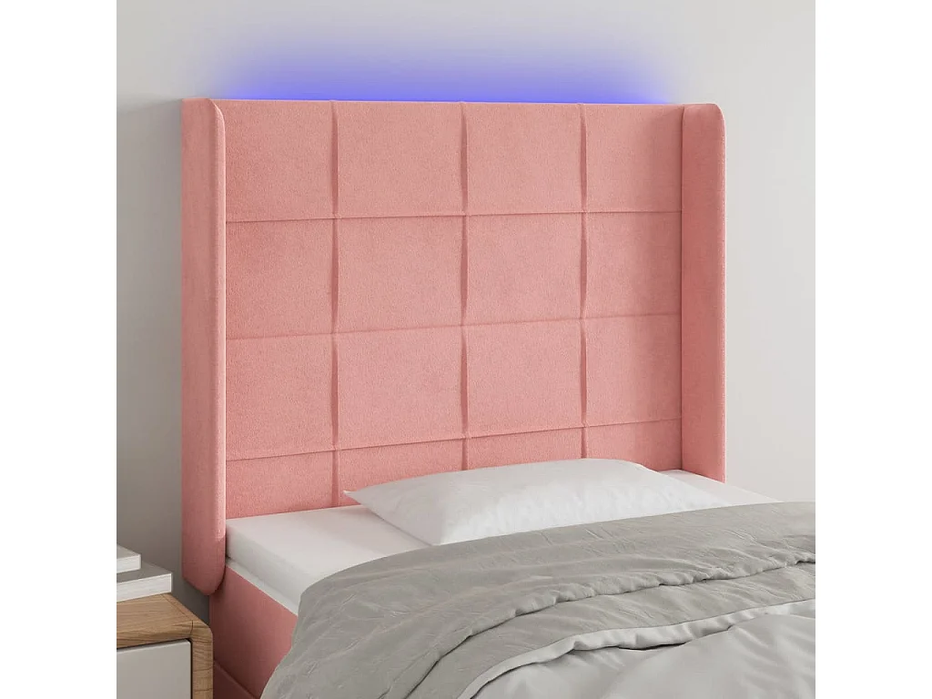 Hoofdbord | Hoofdeinde LED 103x16x118/128 cm fluweel roze