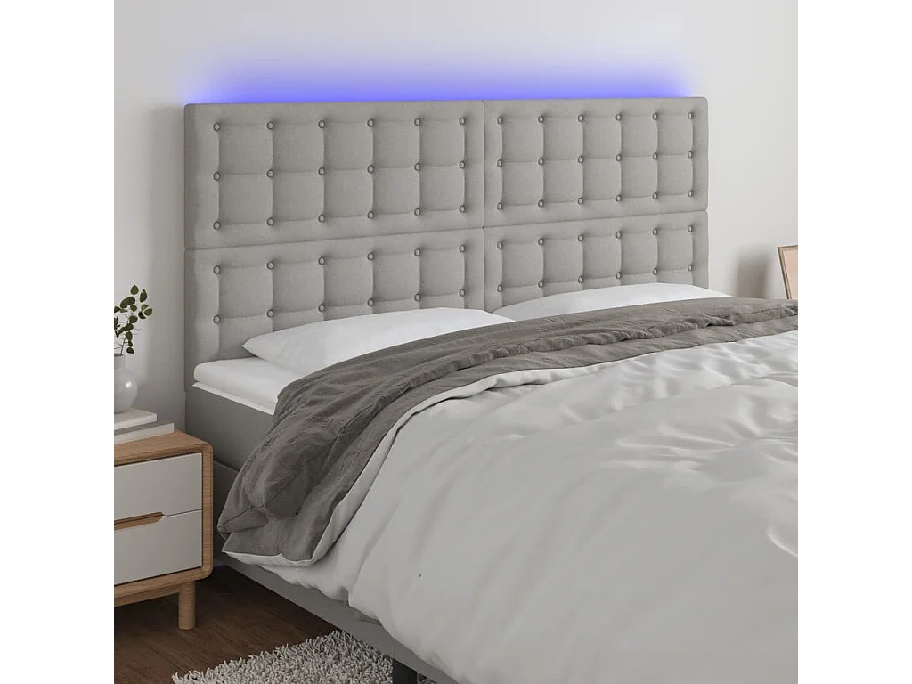 Hoofdbord | Hoofdeinde LED 160x5x118/128 cm stof lichtgrijs