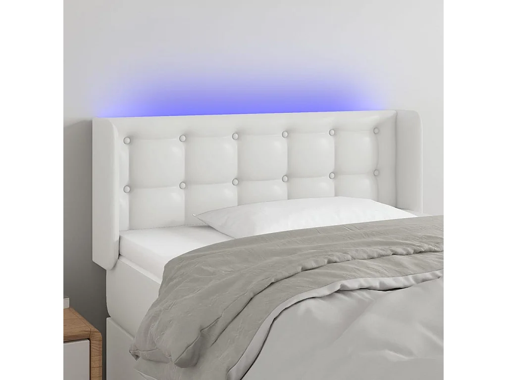 Hoofdbord | Hoofdeinde LED 83x16x78/88 cm kunstleer wit