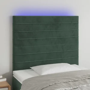 Hoofdbord | Hoofdeinde LED 100x5x118/128 cm fluweel donkergroen